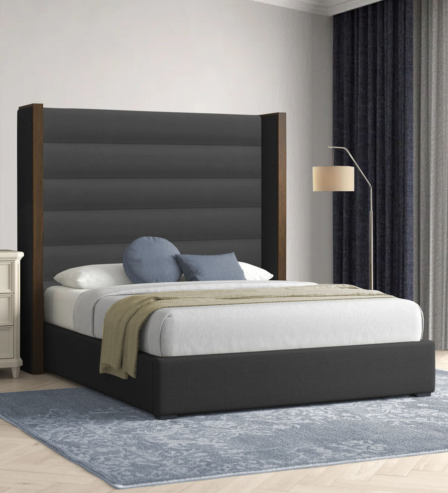 Sunny  Upholstered Fabric King Size Bed - Charcoal Grey by Febonic Living