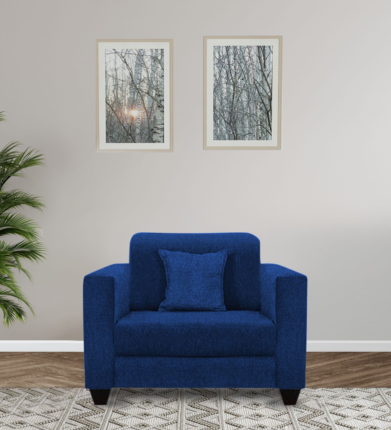 Nebula Fabric 1 Seater Sofa in Royal Blue Colour