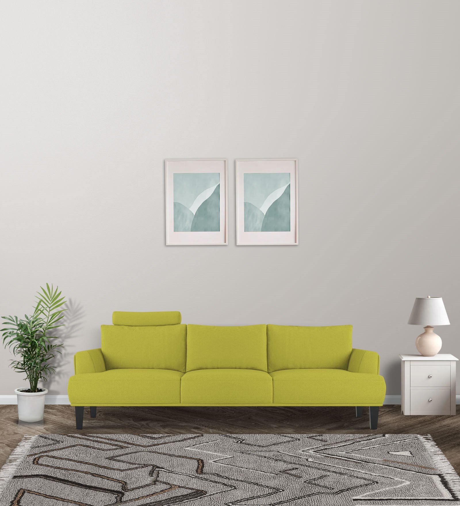 Como Fabric 3 Seater Sofa in Parrot Green Colour