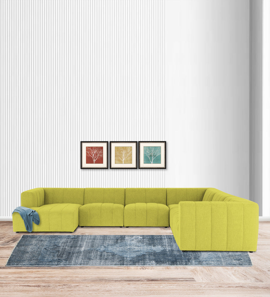 Damo  RHS 8 Seater Corner Fabric Sofa - Parrot Green by Febonic Living