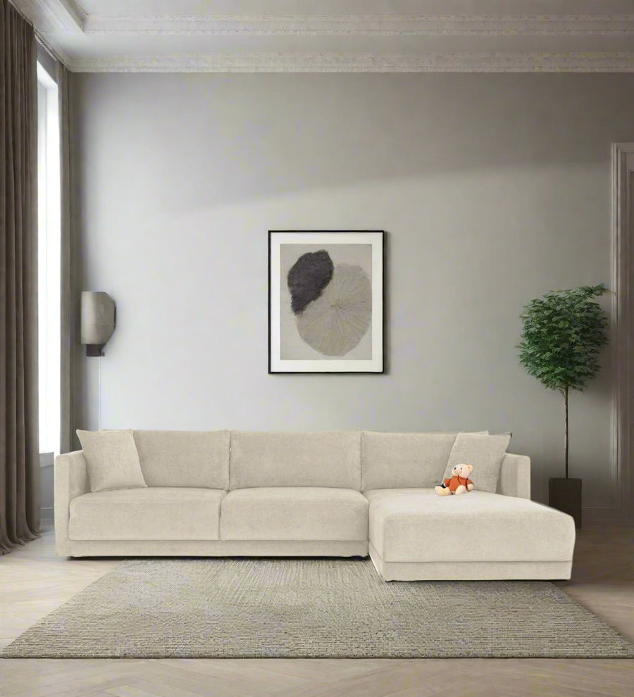 Northern  LHS  (3+Lounger) Fabric Sectional Sofa - Ivory Beige by Febonic Living