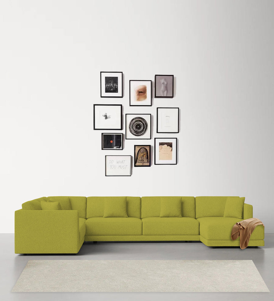 Carlin  LHS 8 Seater Fabric Sectional Sofa - Parrot Green by Febonic Living