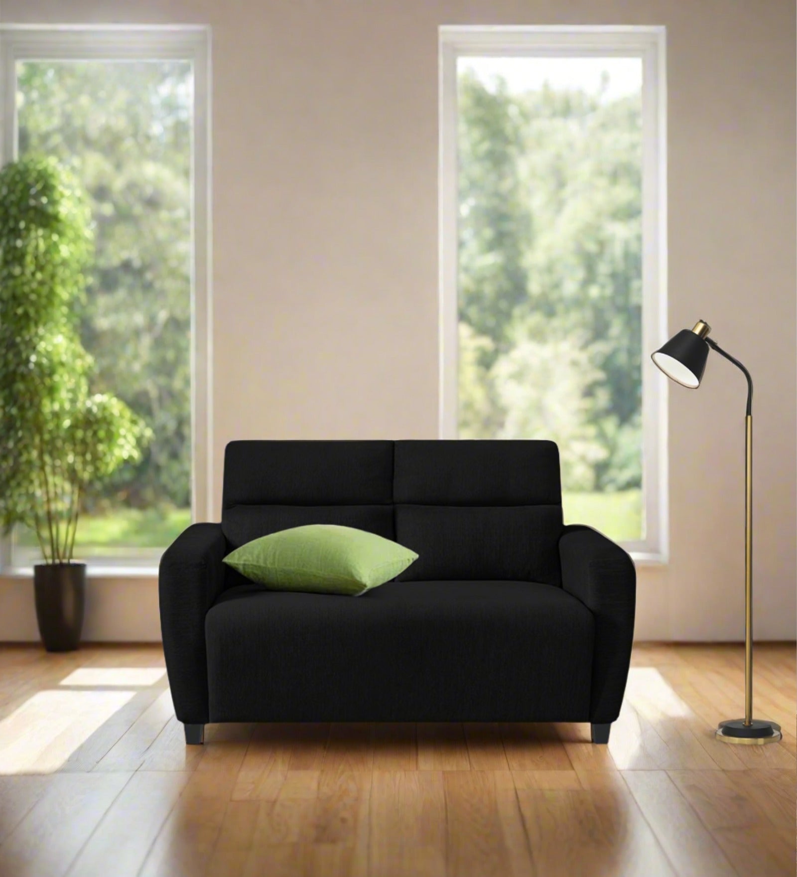 Bakadi Fabric 2 Seater Sofa in zed black Colour