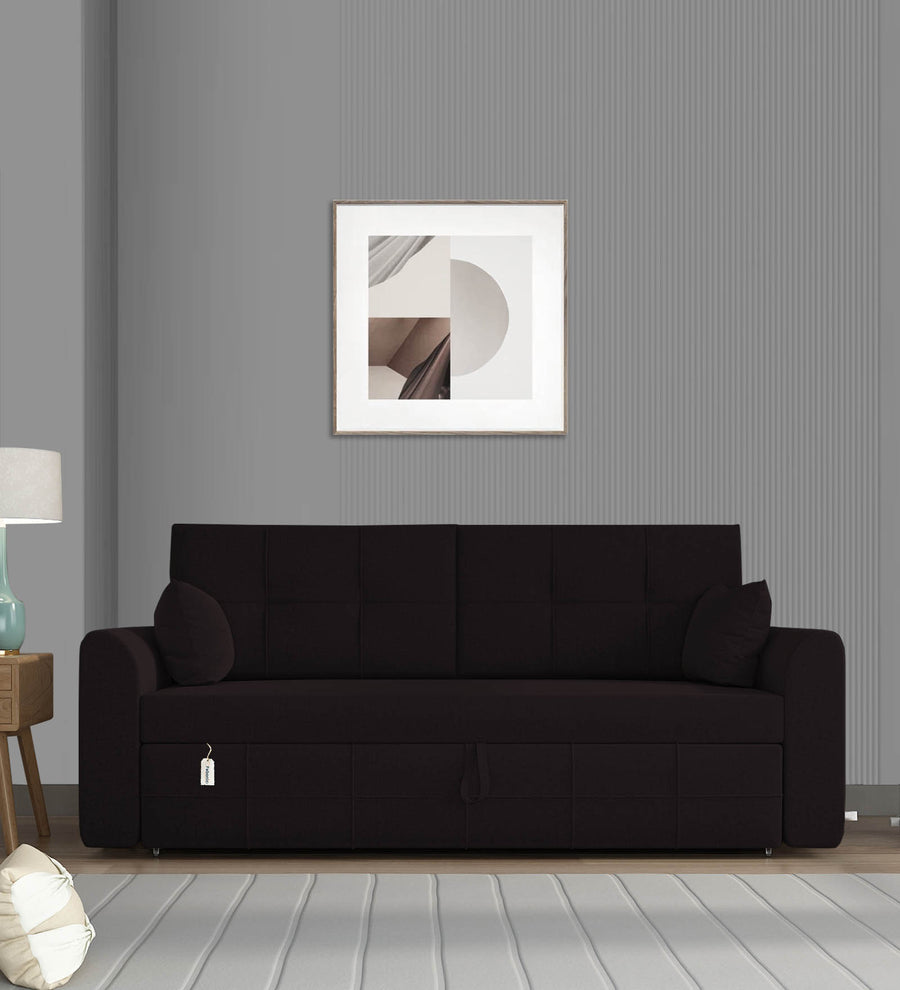 Ines  3 Seater Pull Out  Cum Bed Fabric Sofa - Cara Brown by Febonic Living