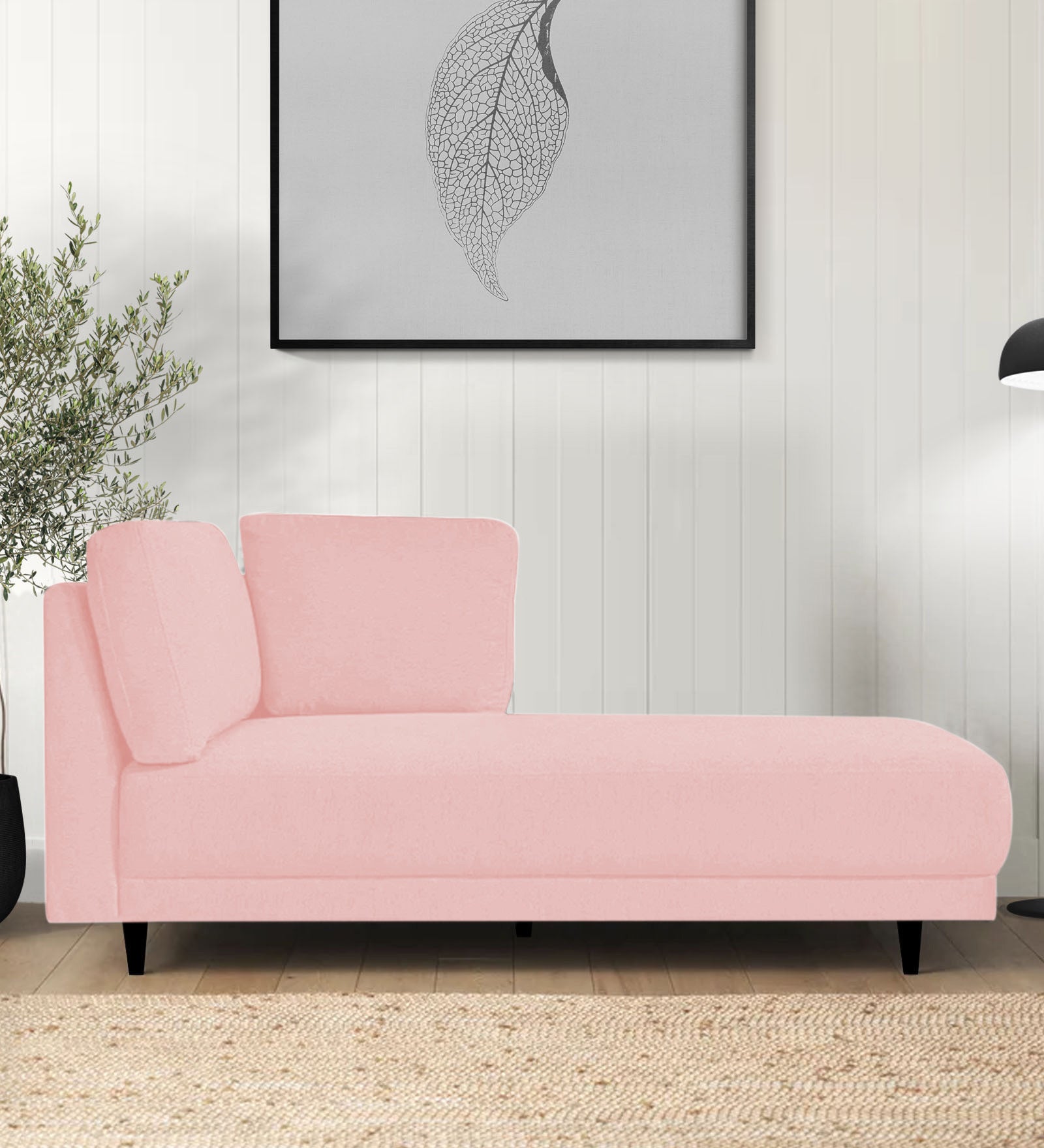 Jonze Velvet RHS Chaise Lounger in Millennial Pink Colour