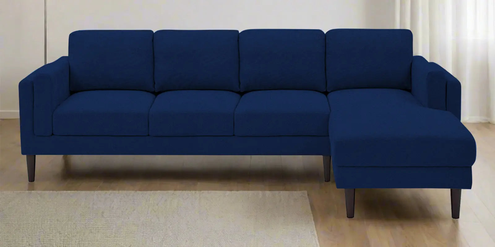 Creata Fabric LHS Sectional Sofa (3+Lounger) In Royal Blue Colour Febonic Living