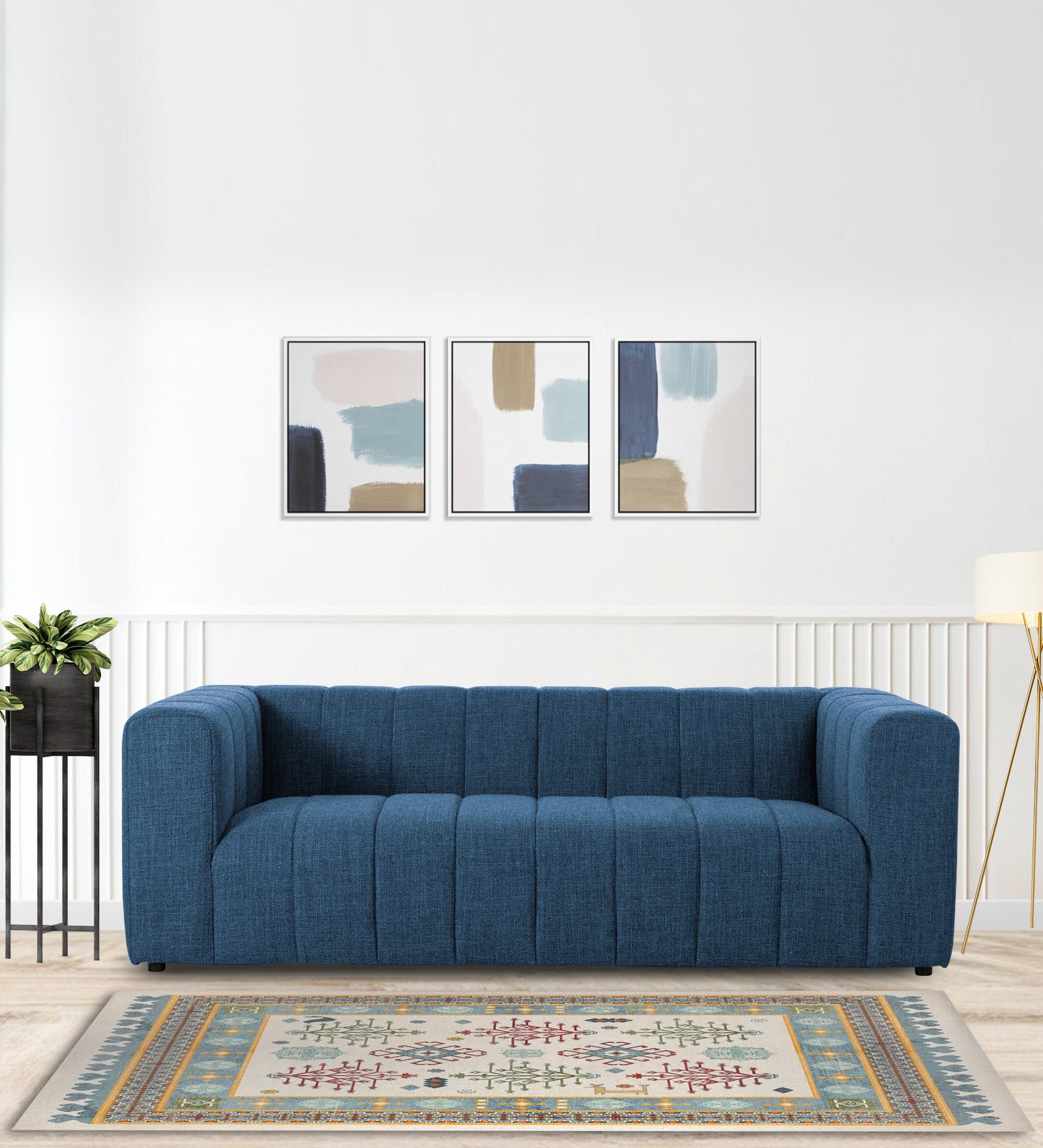 Lara Fabric 3 Seater Sofa in Light Blue Colour