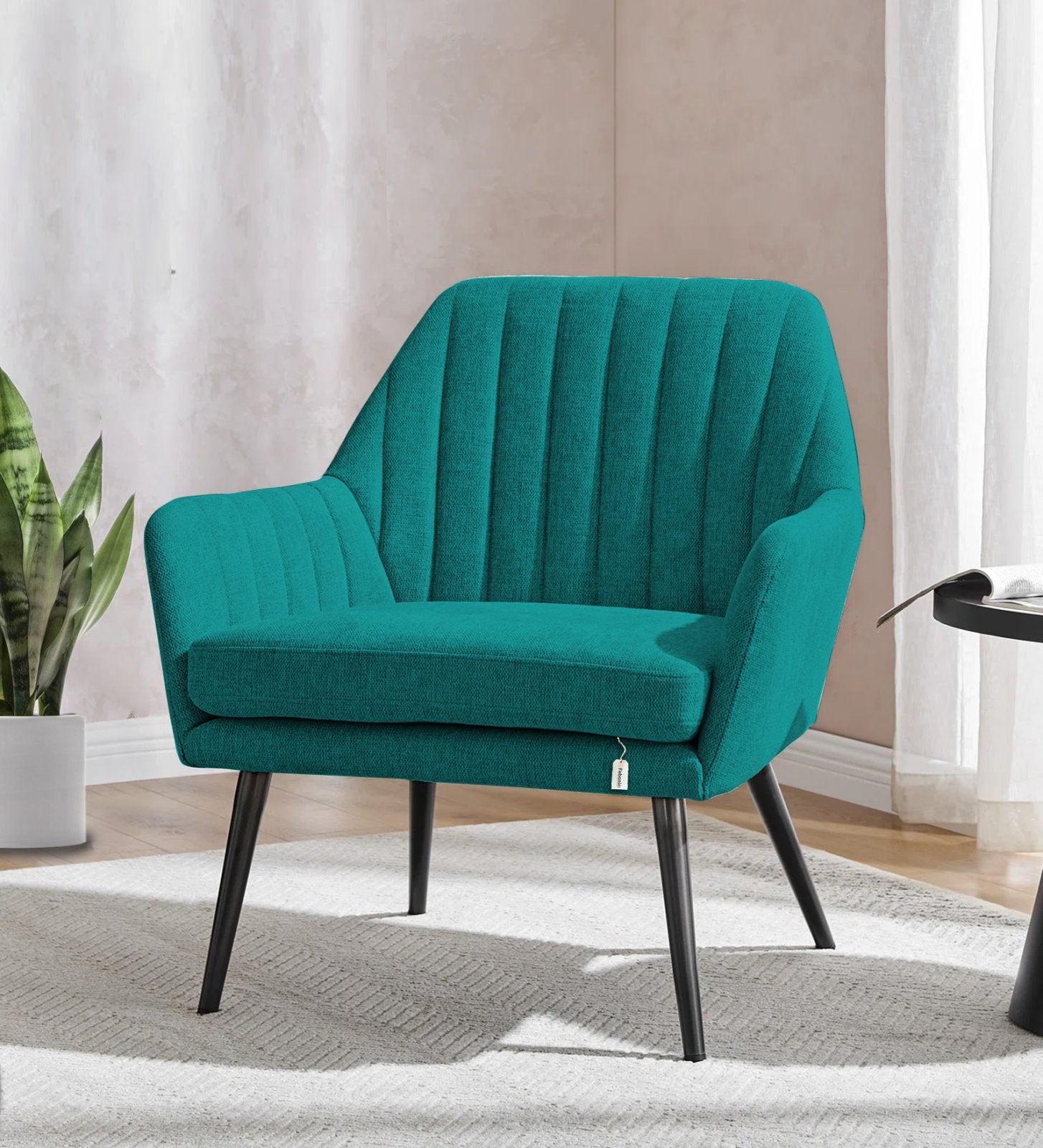 Bella Fabric Arm Chair In Sea Green Colour