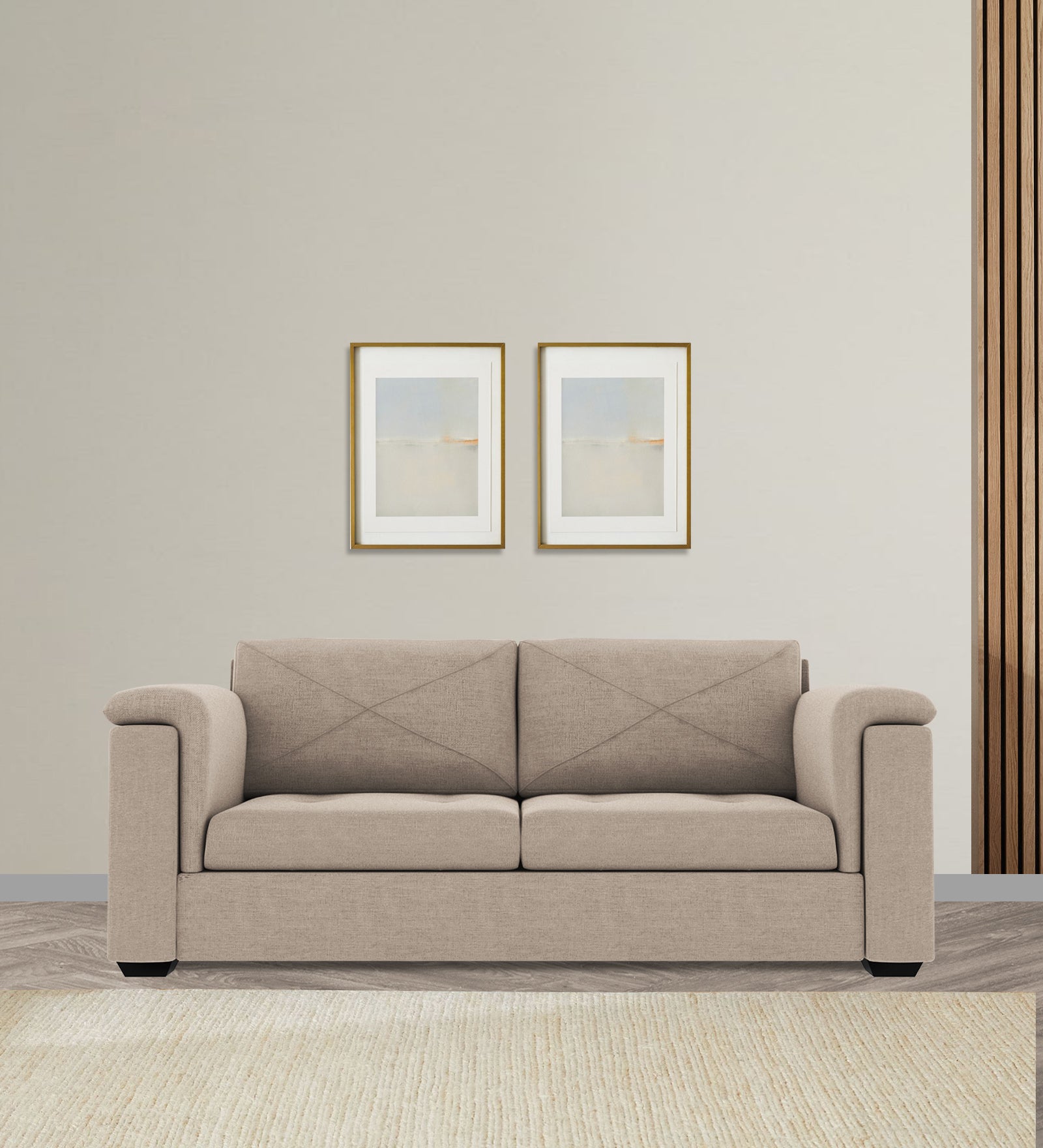 Andres Fabric 3 Seater Sofa in Khaki Beige Colour