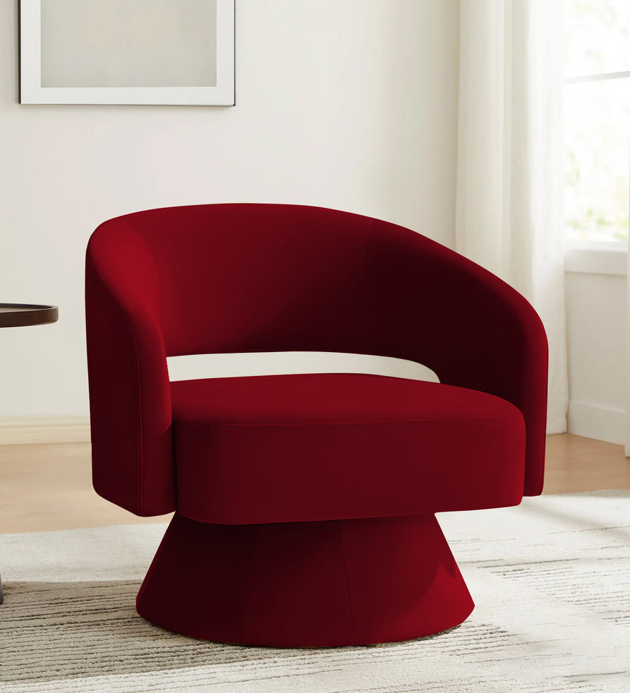 Pendra  Swivel Velvet Chair - Cherry Red by Febonic Living