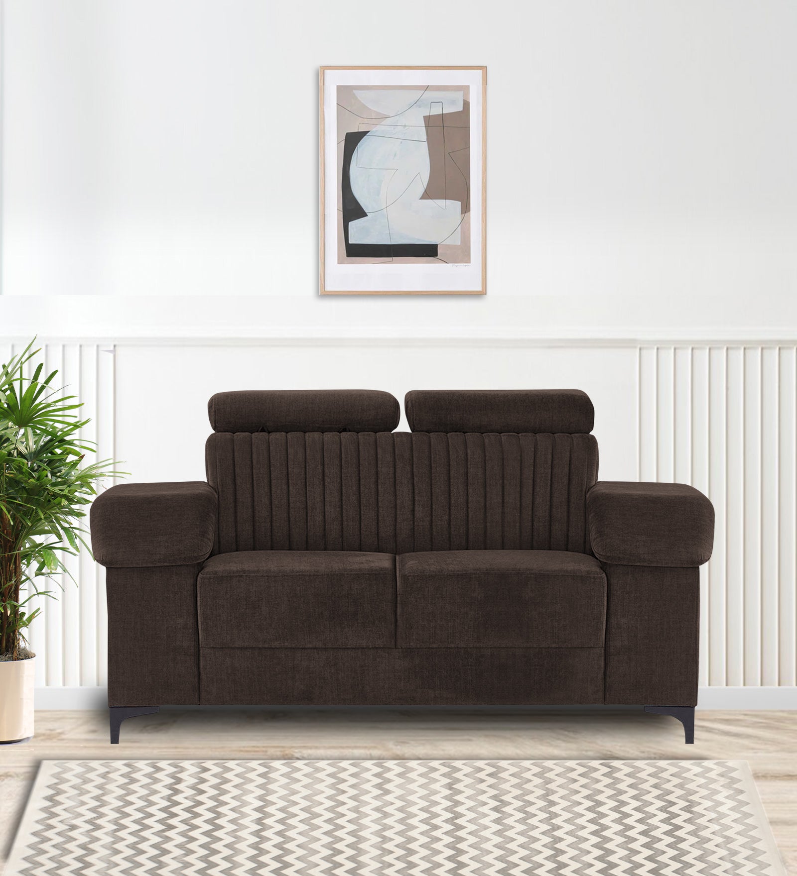 Draco Fabric 2 Seater Sofa in Coco Brown Colour