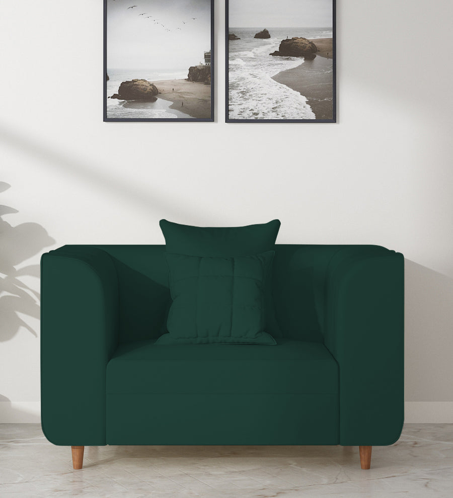Sumo  1 Seater Velvet Sofa - Forest Green by Febonic Living