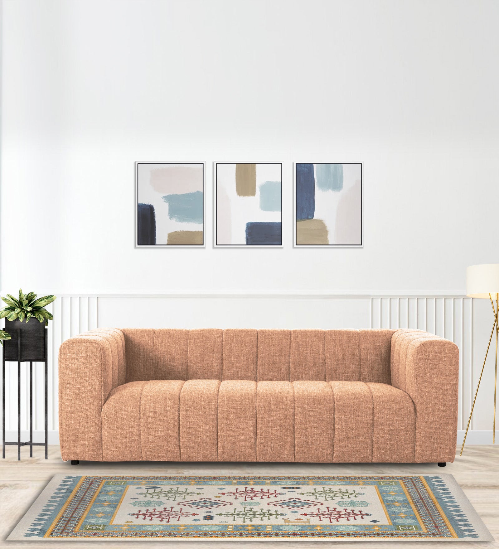 Lara Fabric 3 Seater Sofa in Cosmic Beige Colour