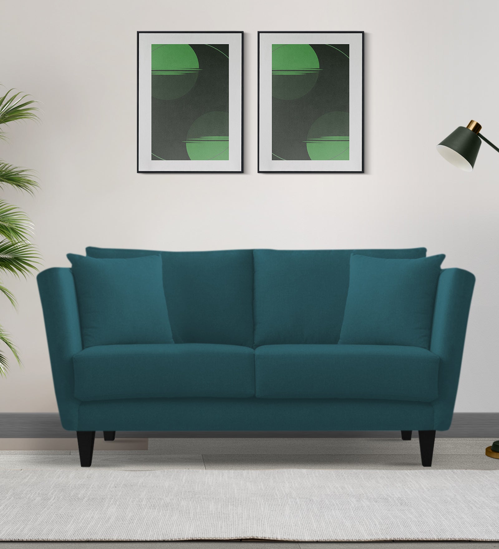 Norway Velvet 2 Seater Sofa In Arabian Green Colour