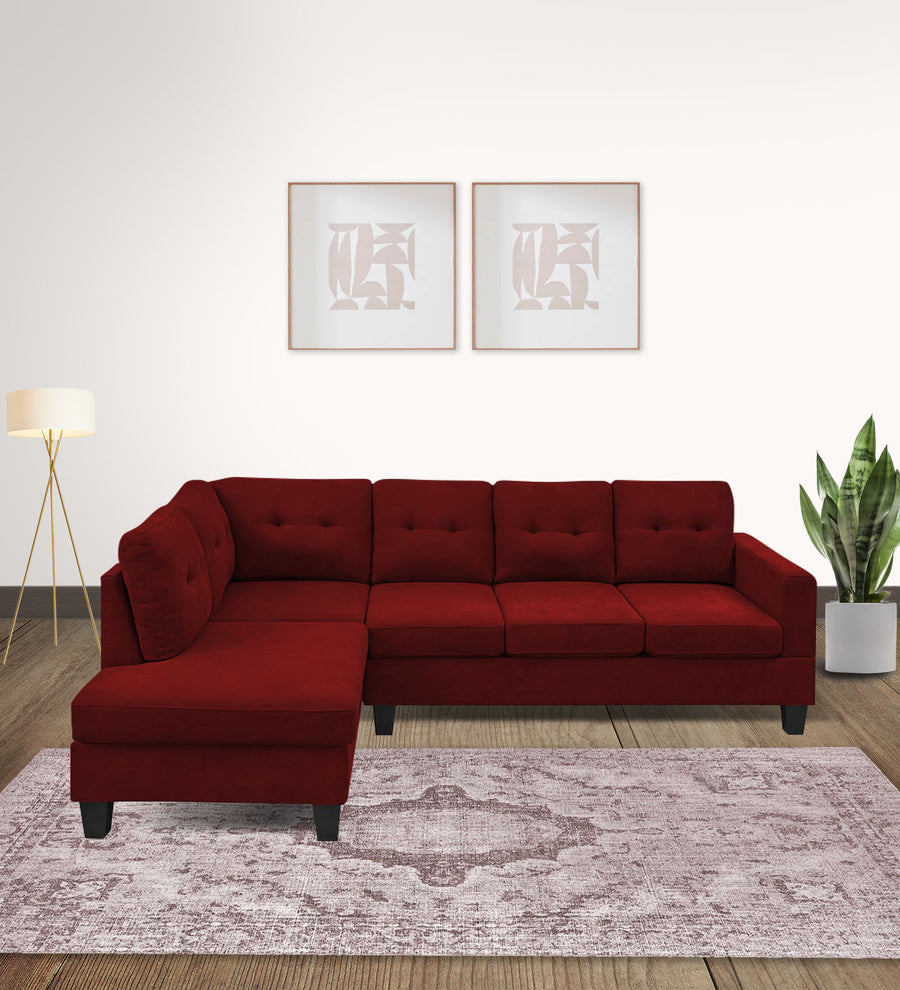 Thomas  RHS  (3+Lounger) Fabric Sectional Sofa - Blood Maroon by Febonic Living