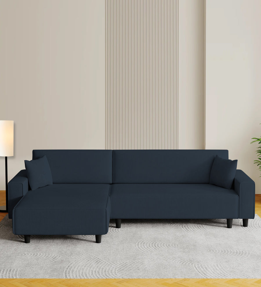 Peach  RHS 6 Seater  Cum Bed With Storage Fabric Sofa - Denim Blue by Febonic Living