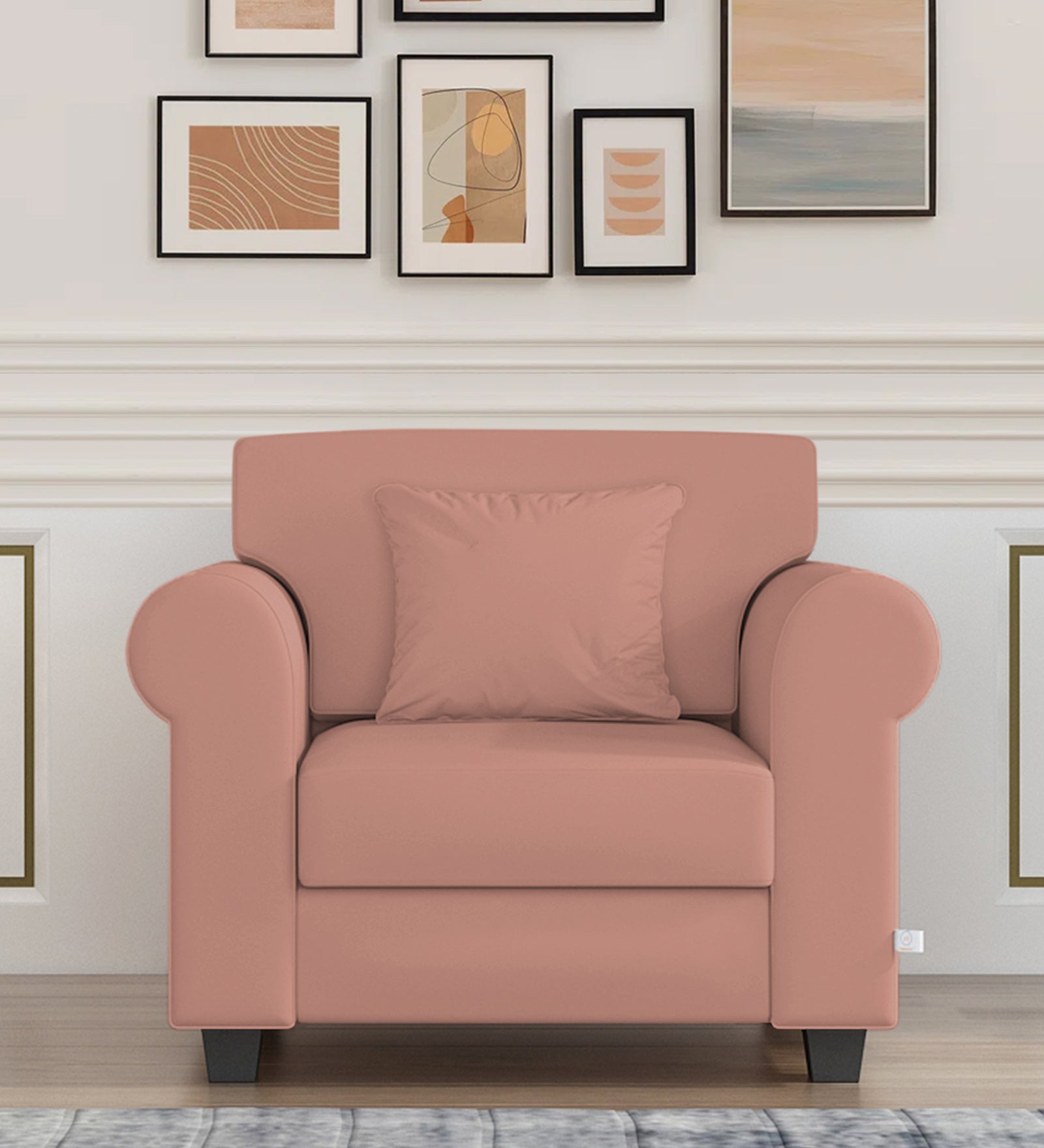 Numonk Velvet 1 Seater Sofa in Blush Pink Colour