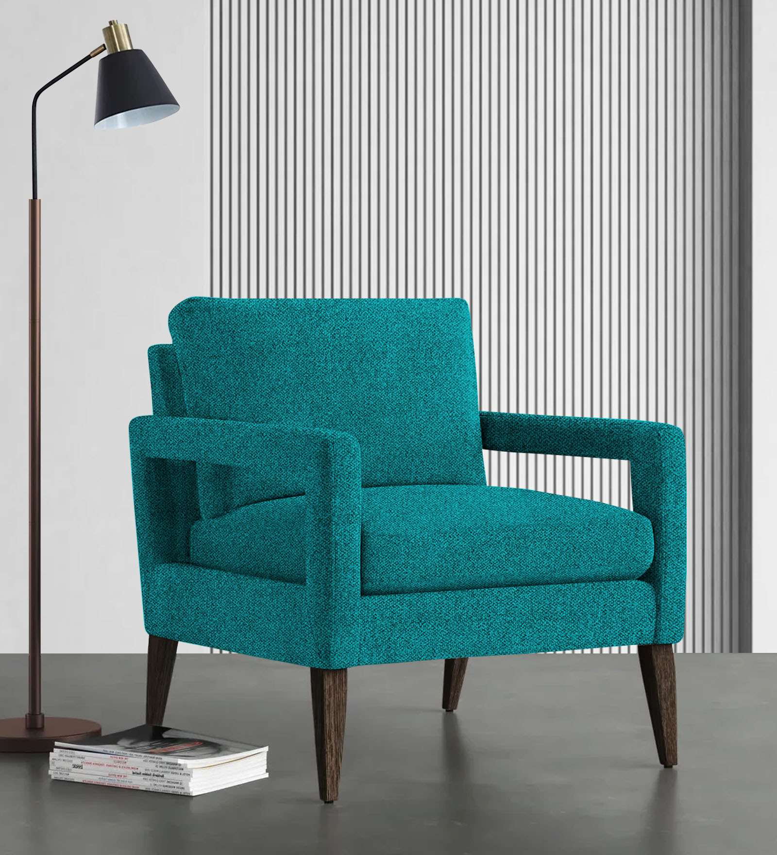 Olsen Fabric Arm Chair in Sea Green Colour