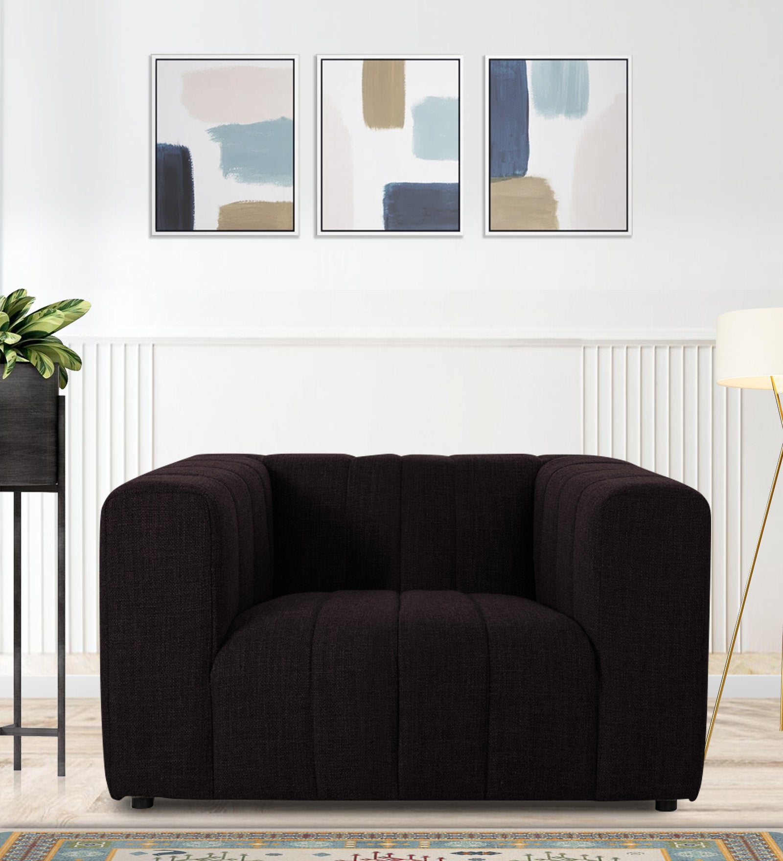 Lara Fabric 1 Seater Sofa in Cara Brown Colour
