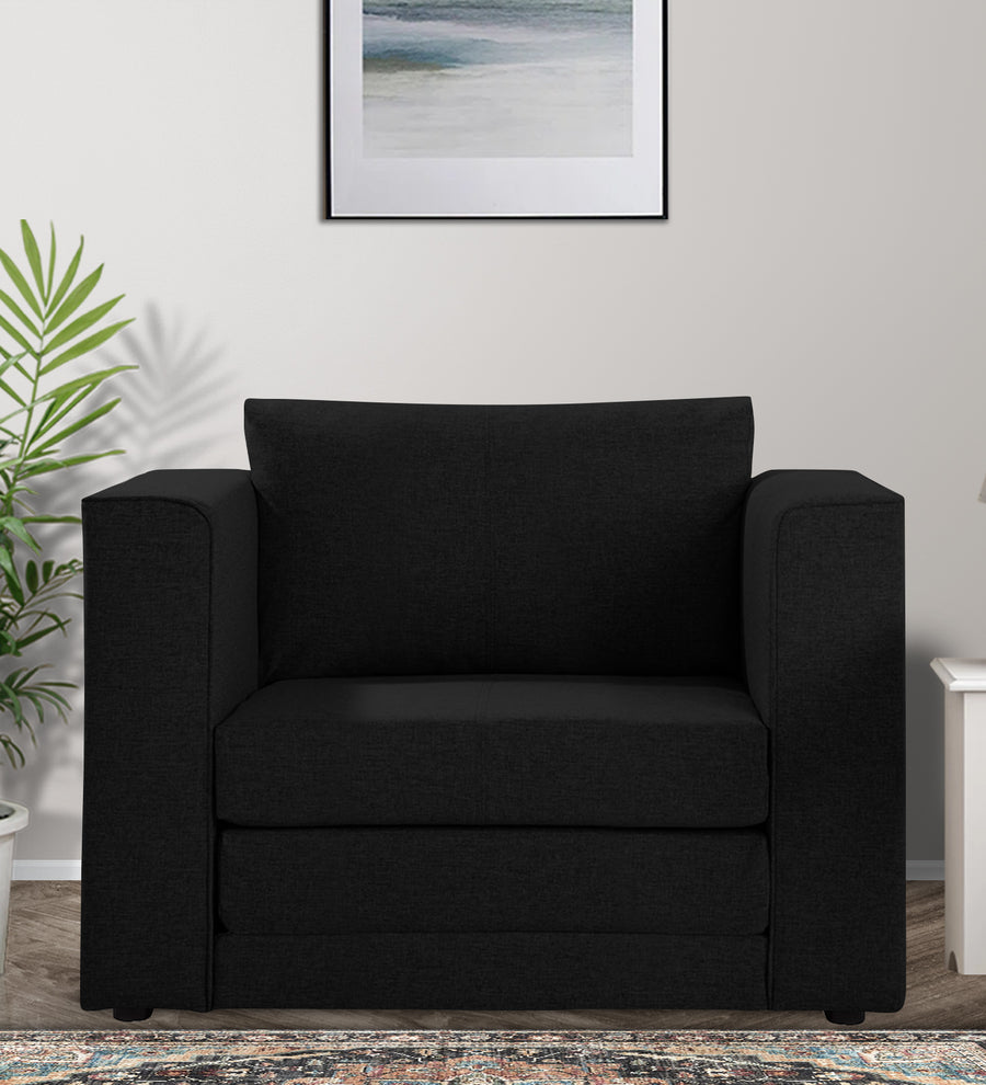 Kenia  1 Seater Foldable  Cum Bed Fabric Sofa - Zed Black by Febonic Living