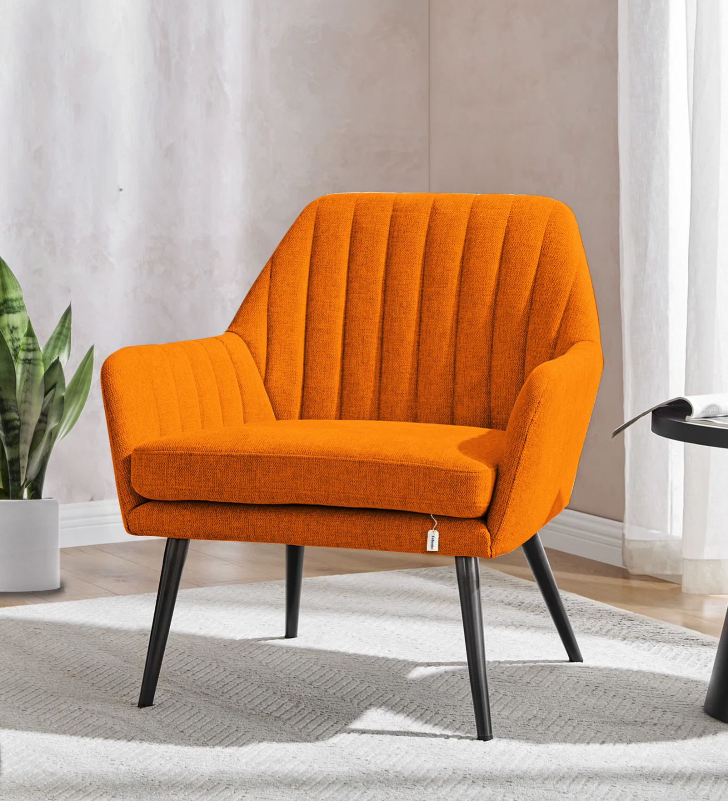 Bella Fabric Arm Chair In Vivid Orange Colour