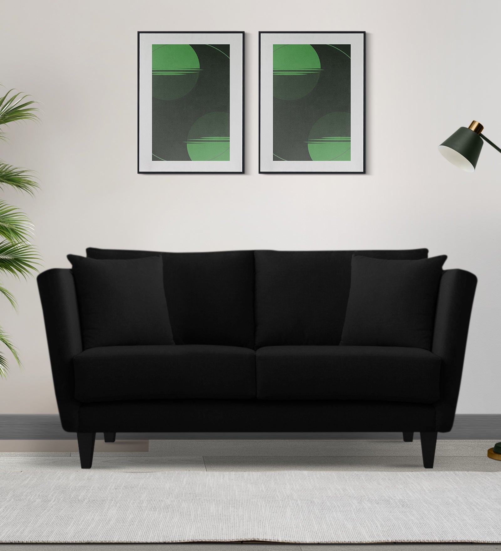 Norway Velvet 2 Seater Sofa In Adam Black Colour