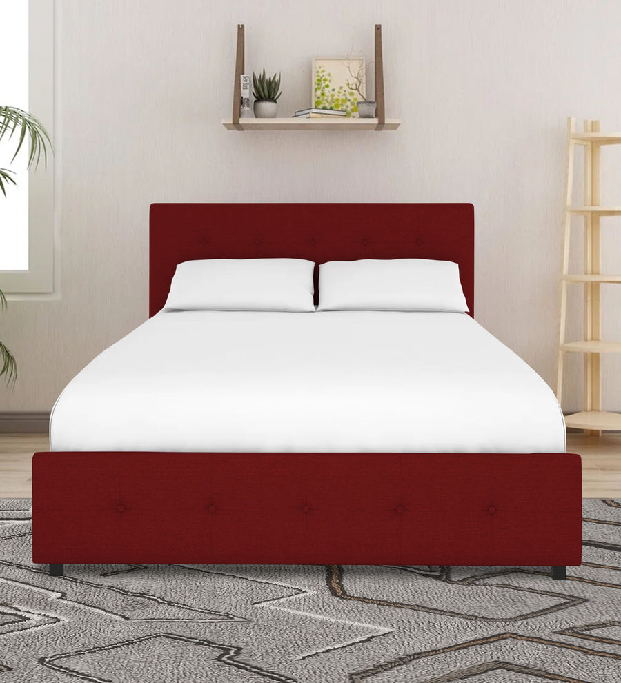Lido  Upholstered Fabric Queen Size Bed - Blood Maroon by Febonic Living