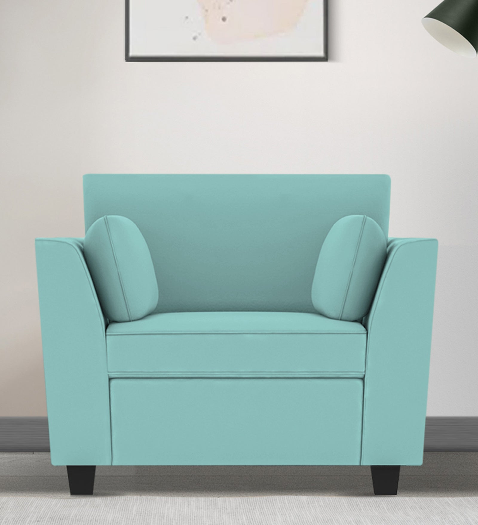 Bristo Velvet 1 Seater Sofa in Barmunda Aqua Colour