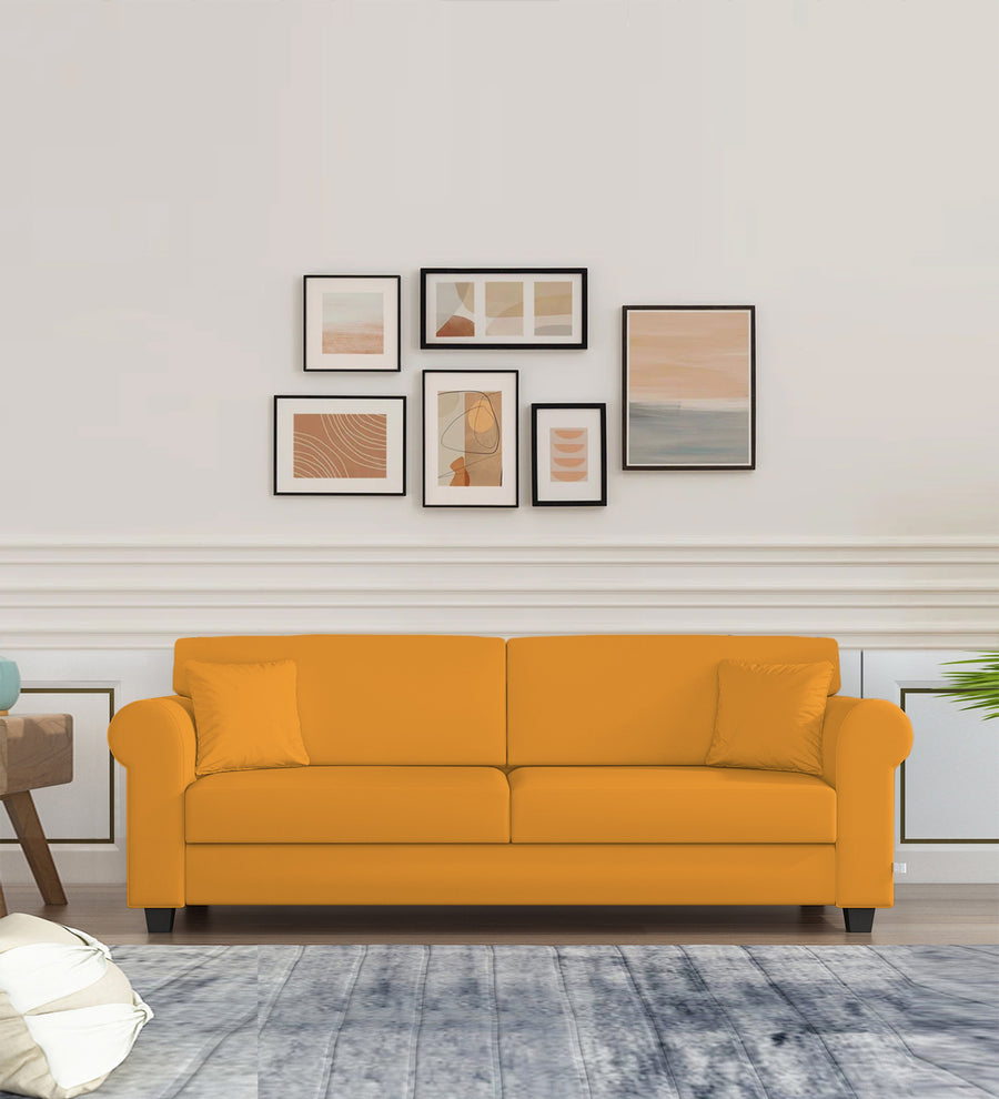 Numonk 3 Seater Velvet Sofa - Safforn Yellow by Febonic Living