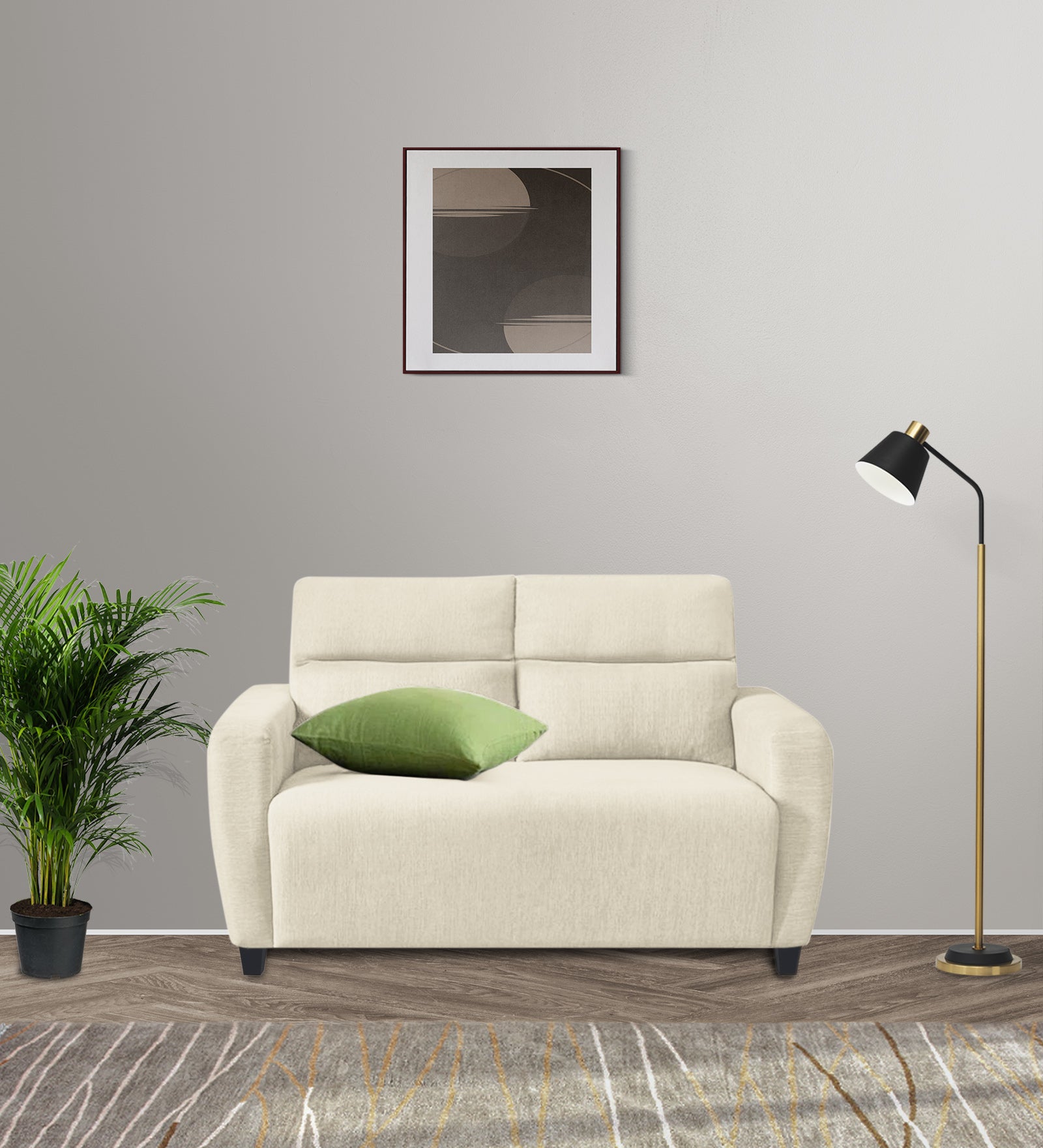 Bakadi Fabric 2 Seater Sofa in Ivory Cream Colour