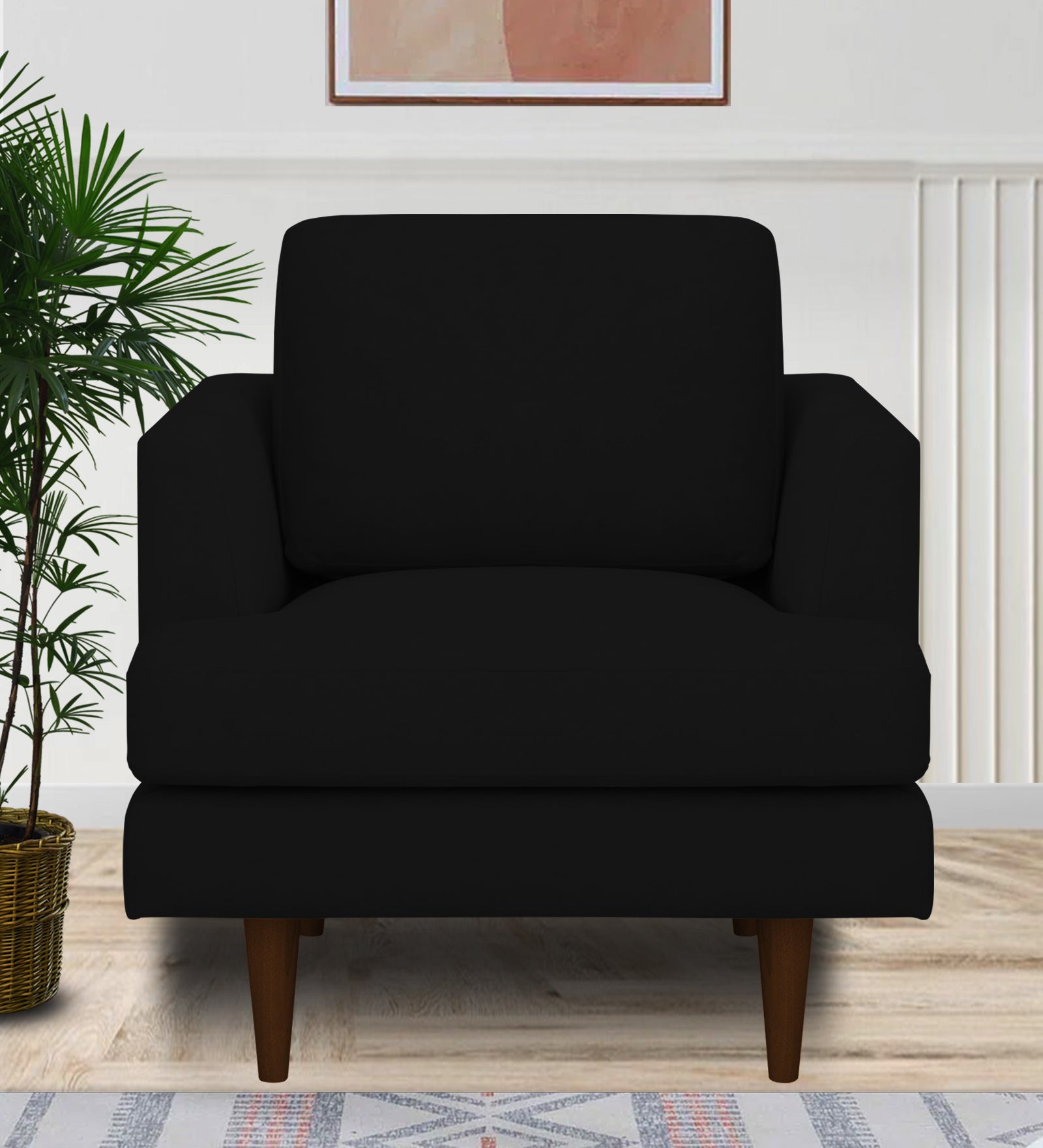 Motra Velvet 1 Seater Sofa in Adam Black Colour