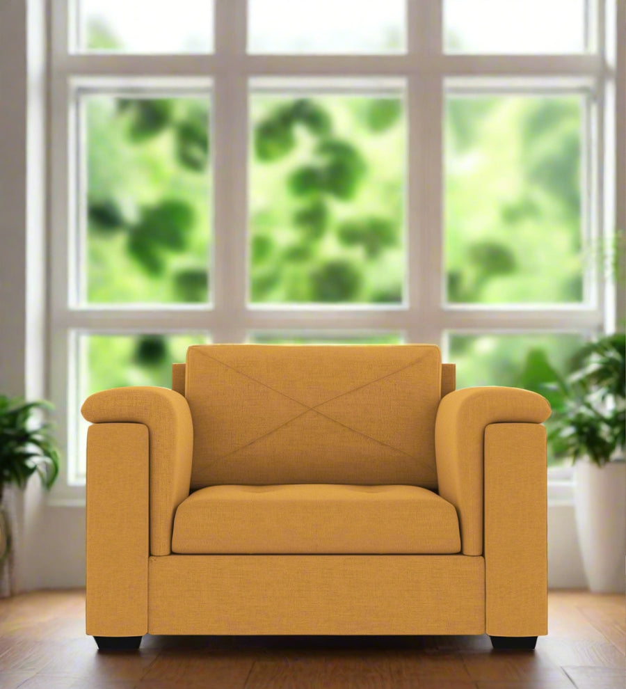 Andres  1 Seater Fabric Sofa - Blush Yellow by Febonic Living