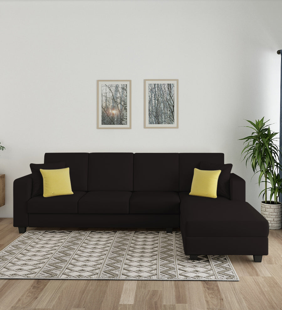 Nabi  LHS  (3+Lounger) Fabric Sectional Sofa - Cara Brown by Febonic Living