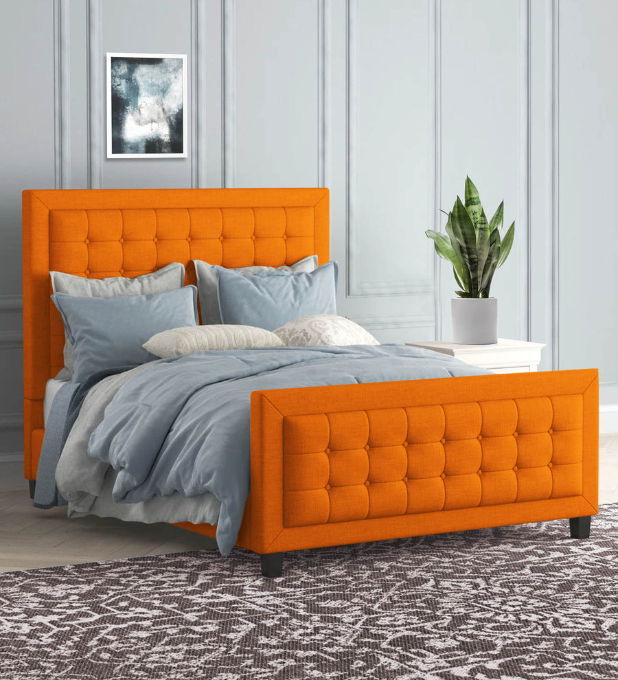 Kaster  Upholstered Fabric Queen Size Bed - Vivid Orange by Febonic Living