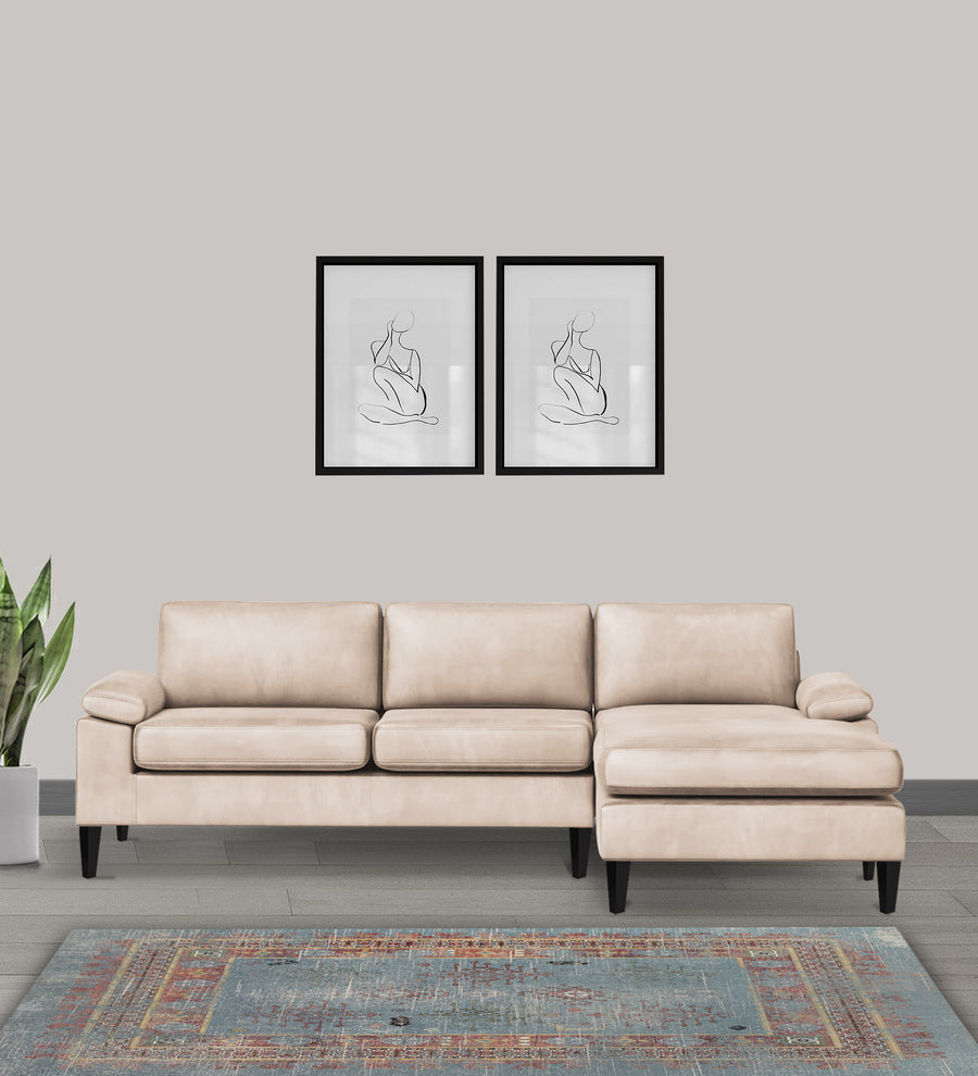 Vegas  LHS  (3+Lounger) Velvet Sectional Sofa - Camel Beige by Febonic Living