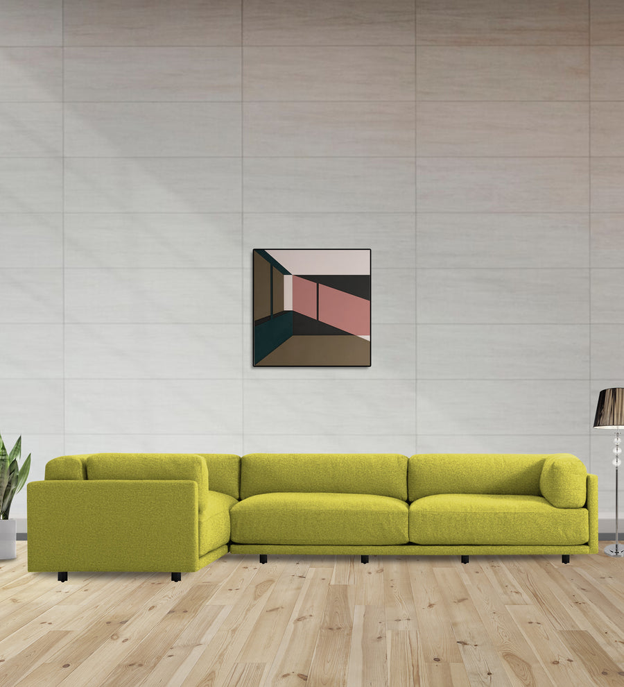 Nixon  6 Seater RHS Corner Fabric Sofa - Parrot Green by Febonic Living