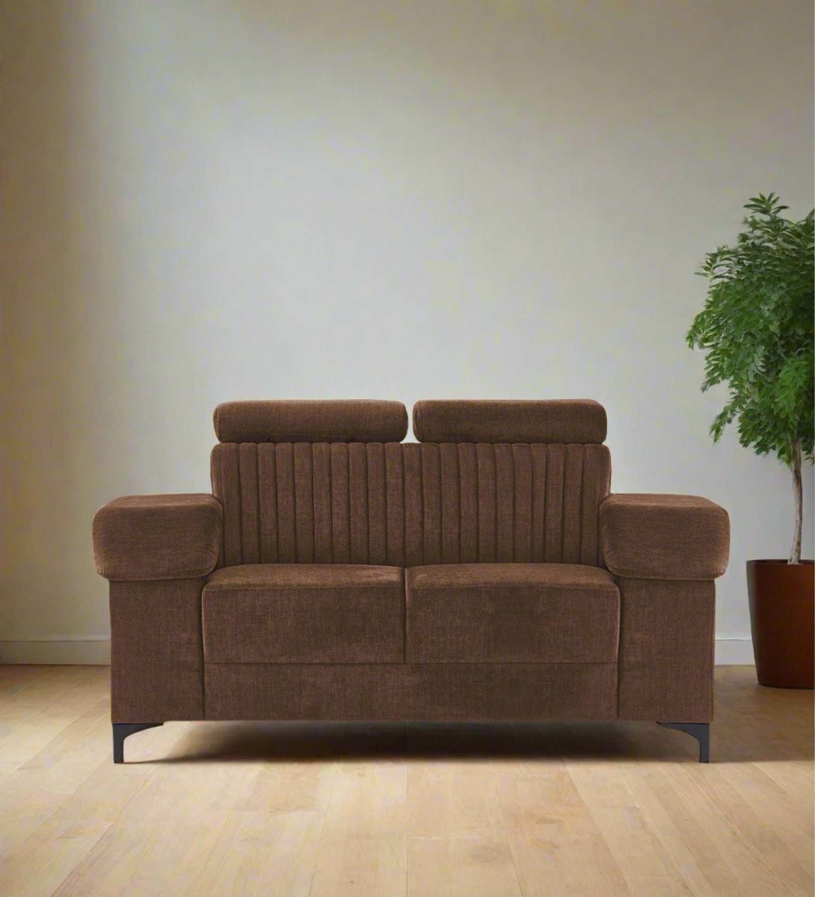 Draco Fabric 2 Seater Sofa in Chestnut Brown Colour