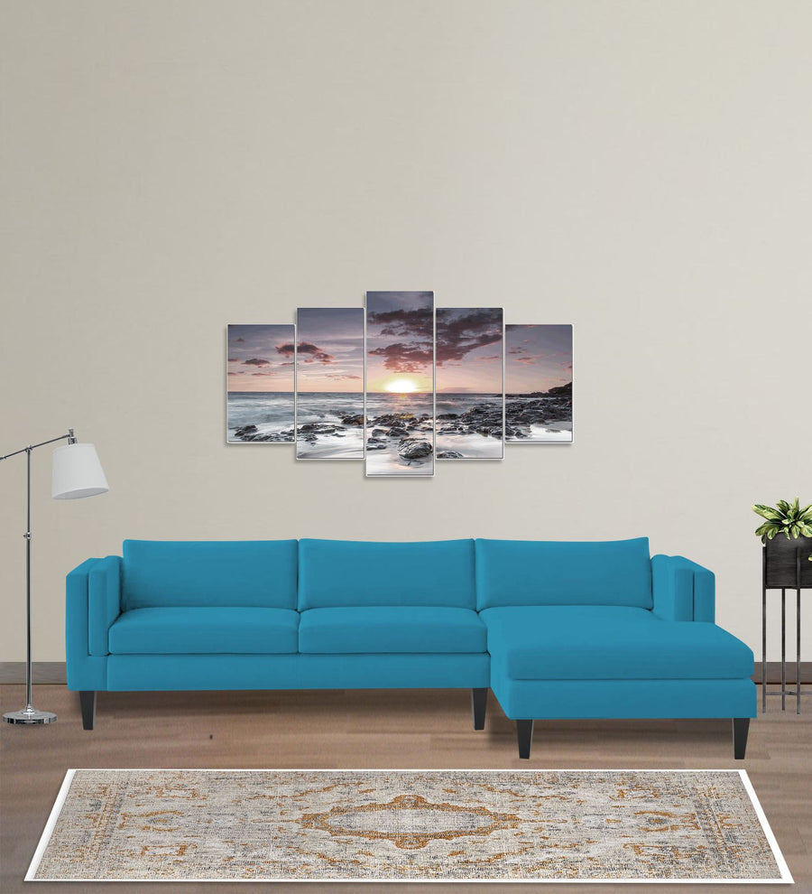 Jasper  LHS  (3+Lounger) Velvet Sectional Sofa - Aqua Blue by Febonic Living