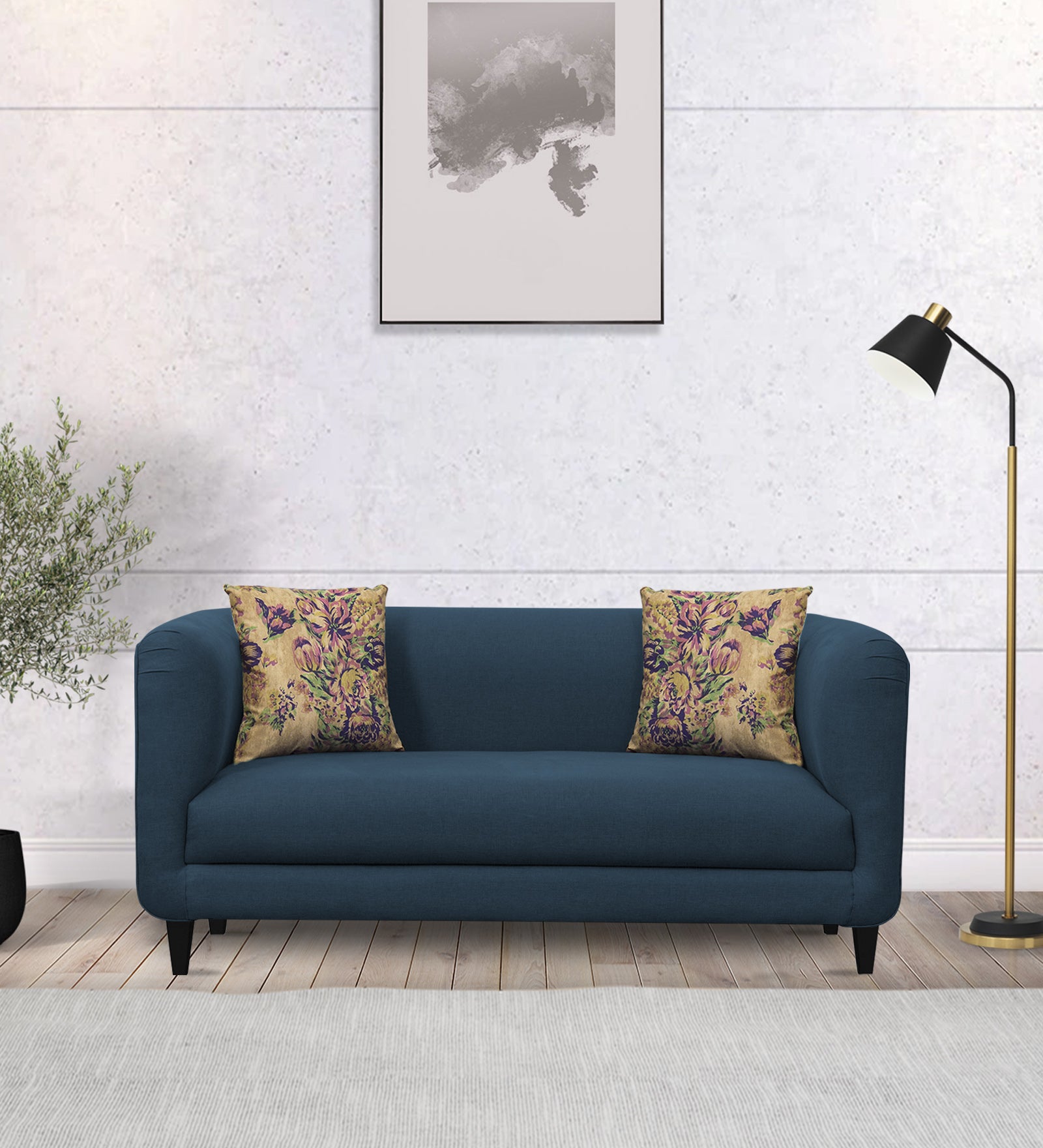 Niki Fabric 2 Seater Sofa in Light Blue Colour