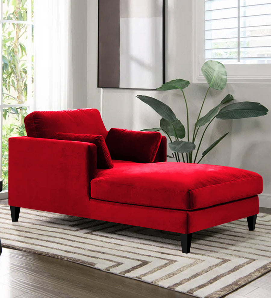 Makou Velvet Chaise Lounger - Berry Maroon by Febonic Living