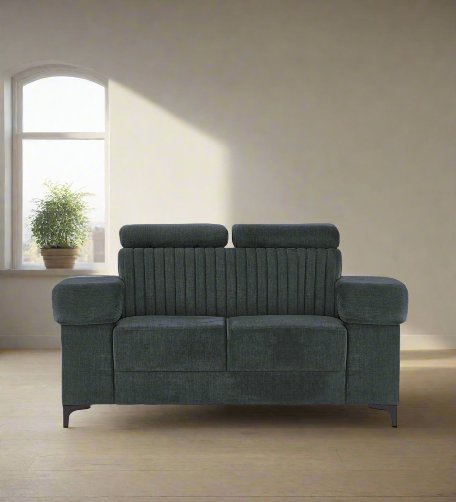 Draco Fabric 2 Seater Sofa in Duby Grey Colour