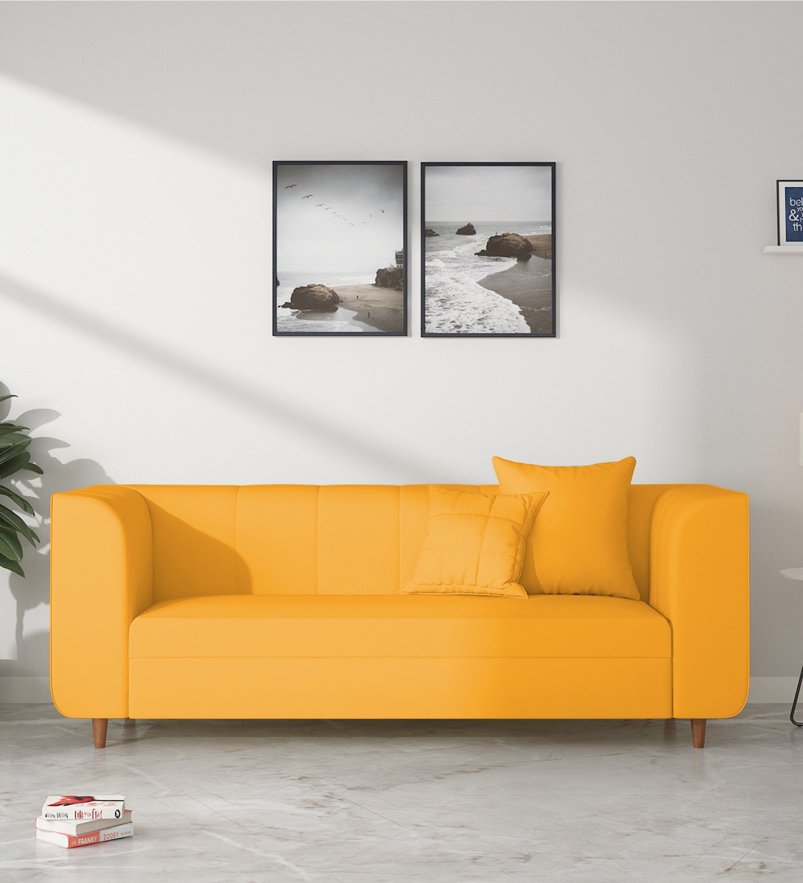 Sumo Velvet 3 Seater Sofa in Safforn Yellow Colour