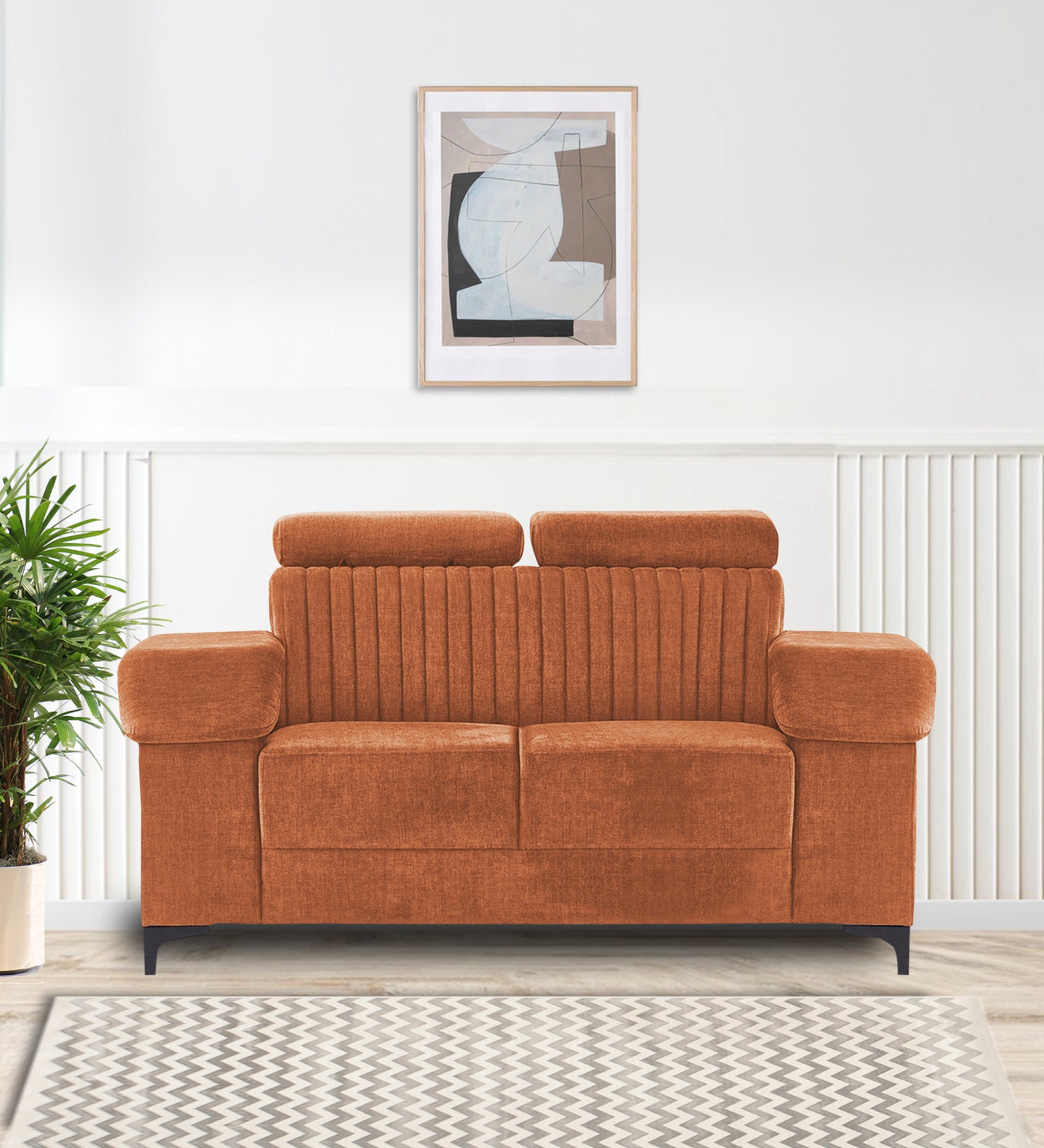 Draco Fabric 2 Seater Sofa in Safforn Orange Colour