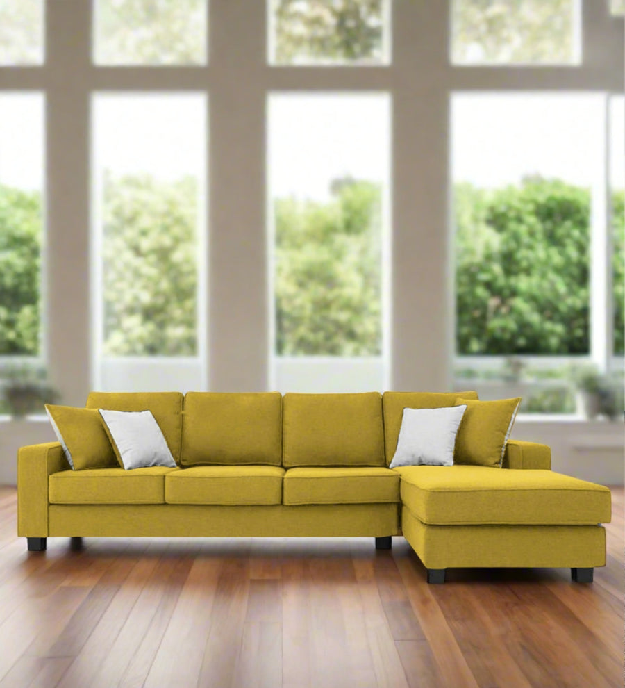 Ladybug  LHS  (3+Lounger) Fabric Sectional Sofa - Parrot Green by Febonic Living