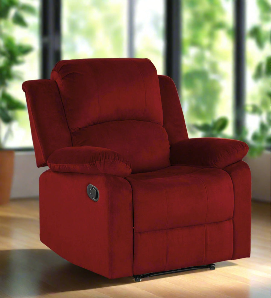 Henry  1 Seater Motorized Fabric Recliner - Blood Maroon by Febonic Living