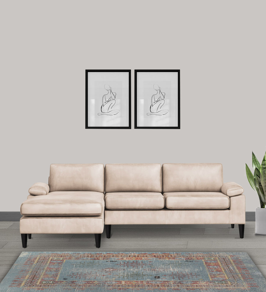 Vegas  RHS  (3+Lounger) Velvet Sectional Sofa - Camel Beige by Febonic Living