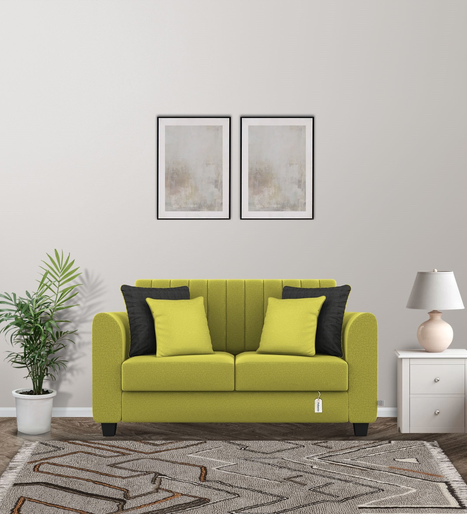 Cosmic Fabric 2 Seater Sofa in Parrot Green Colour