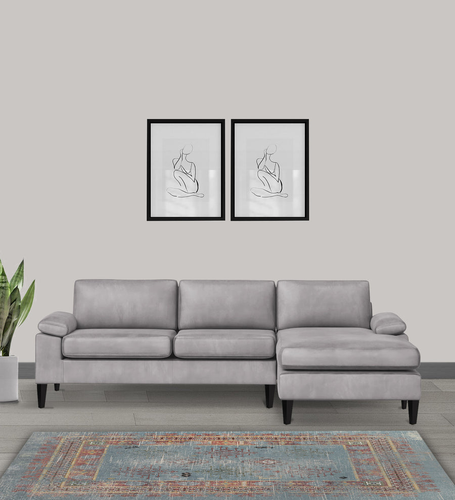 Vegas  LHS  (3+Lounger) Velvet Sectional Sofa - Concrete Grey by Febonic Living