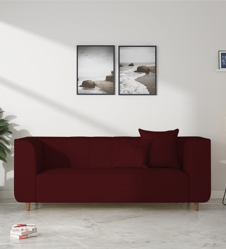 Sumo 3 Seater Velvet Sofa - Dark Maroon by Febonic Living