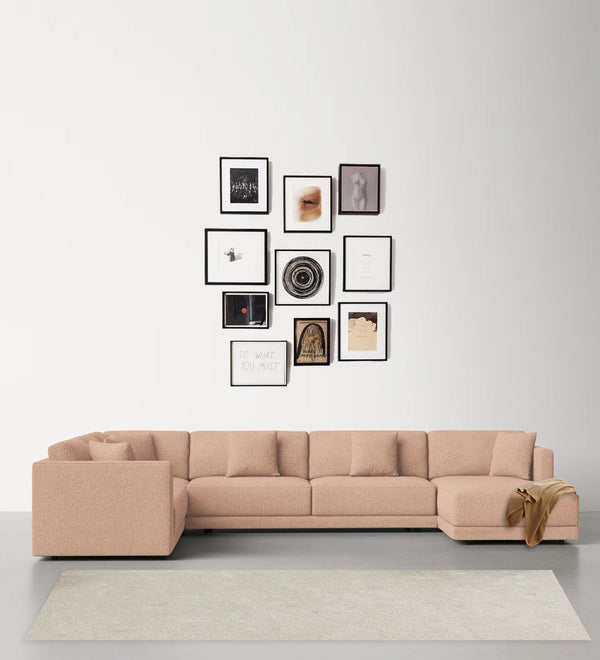 Carlin  LHS 8 Seater Fabric Sectional Sofa - Cosmic Beige
